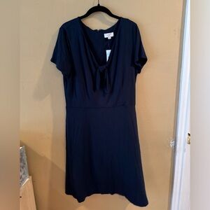 Navy Blue Dress With Bow in the front